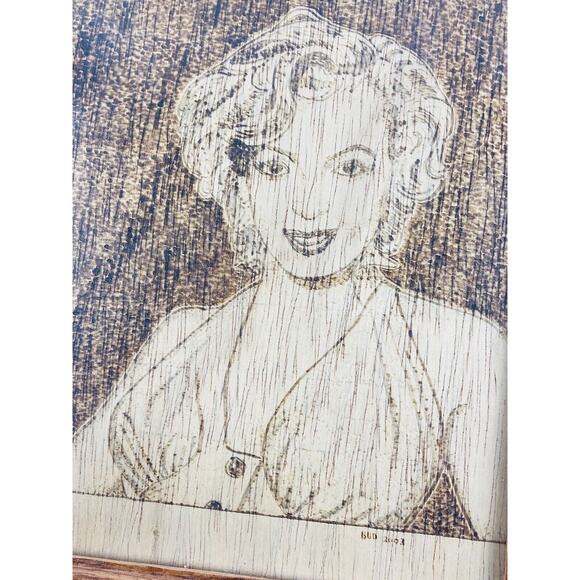 Handmade Art Etching Marilyn Monroe Wood Grains Carving Drawing Sketch Face Fron - Picture 3 of 9